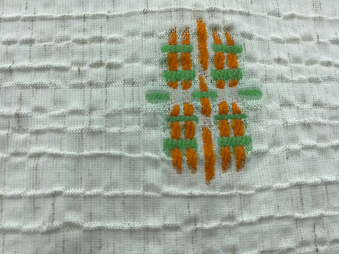 Oranj-Yeşil Likralı Dokuma Kumaş, Yerli, 152 cm