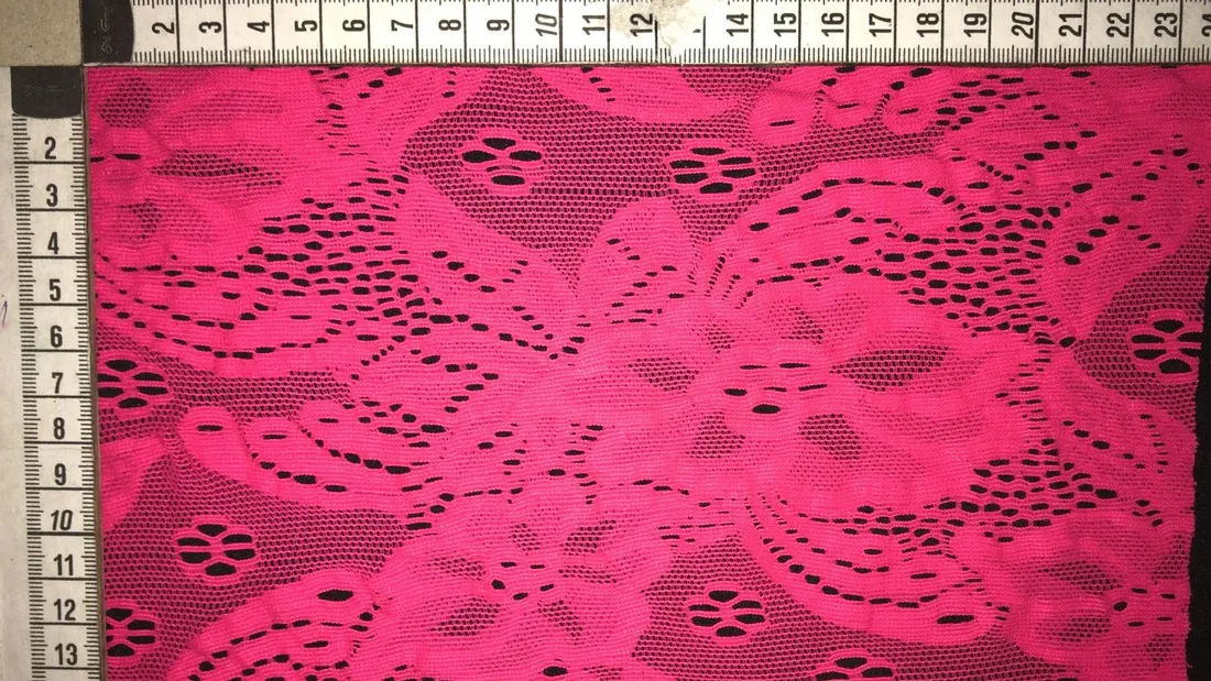 Neon Pembe Naylon Polyester Dantel