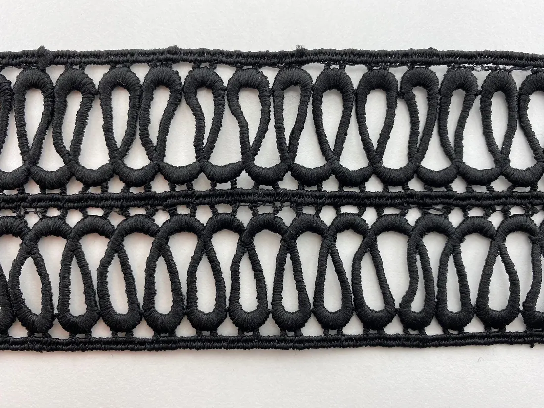Brode İthal Bant Güpür Mat Polyester Siyah 6 CM