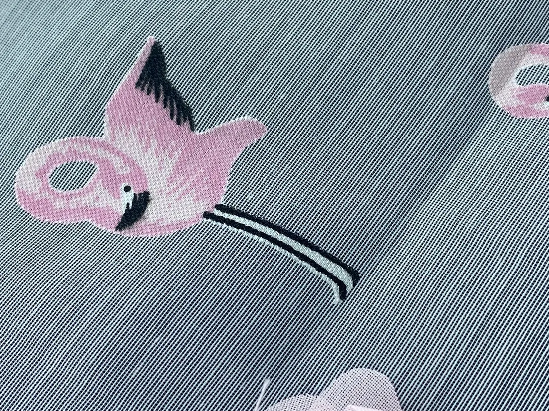 Tül Üzeri̇ · İthal · Lez · Polyester Pamuk · Flamingo Nakişli · Devore · Pembe · 150 Cm