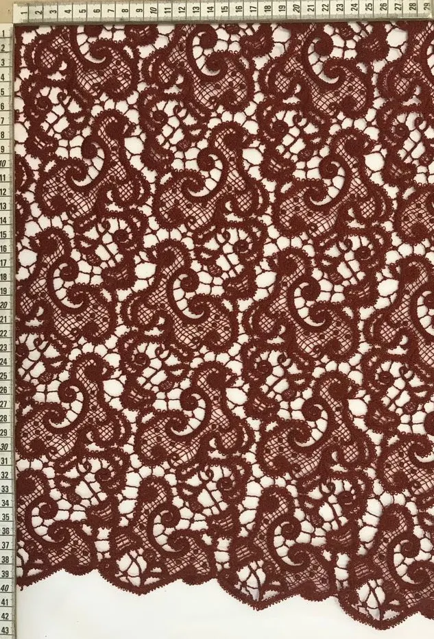 Kiremit Renk Mat Polyester Güpür Brode