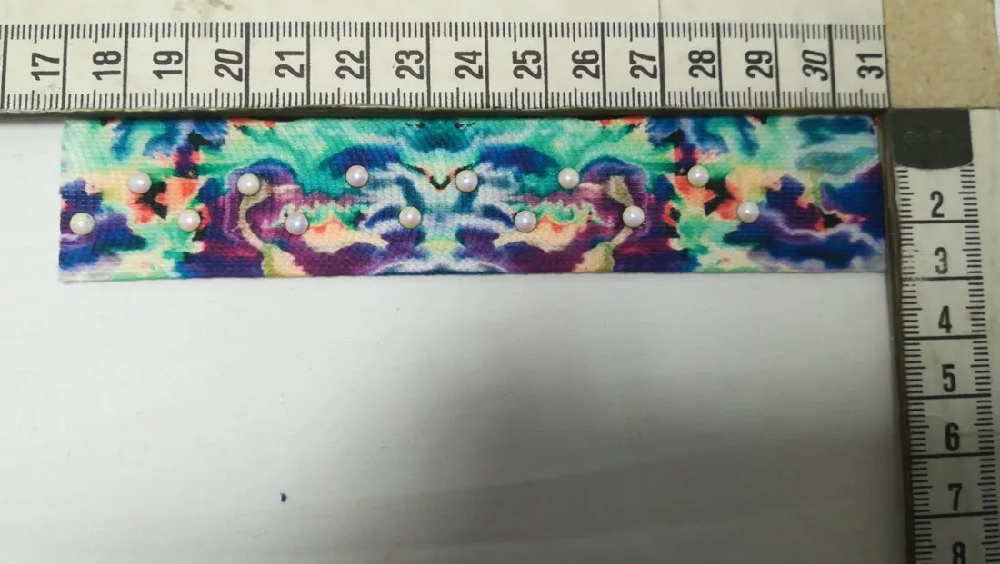 Multicolor Batik Desenli Taşlı Raşel Bant, 3 cm