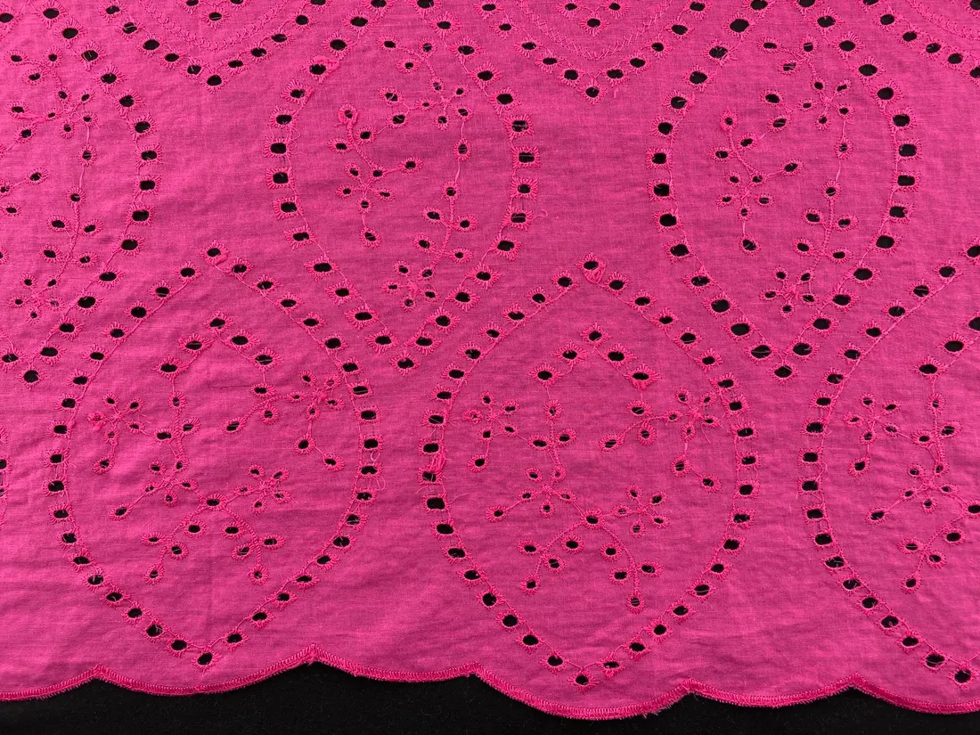 Fuşya Bohrerli Pamuk Polyester Vual İthal Brode