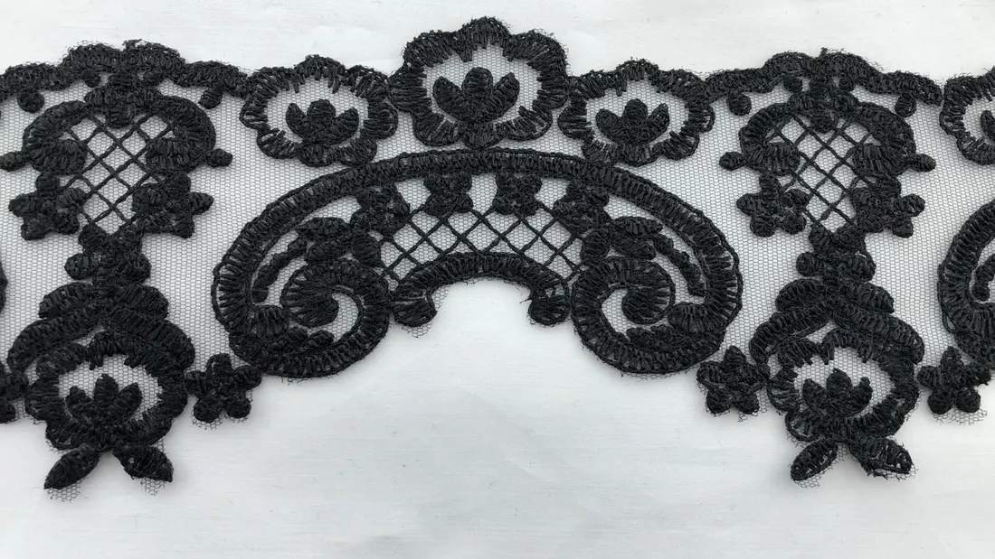 Siyah Kordlu Düz Brode Bant, Yerli Polyester