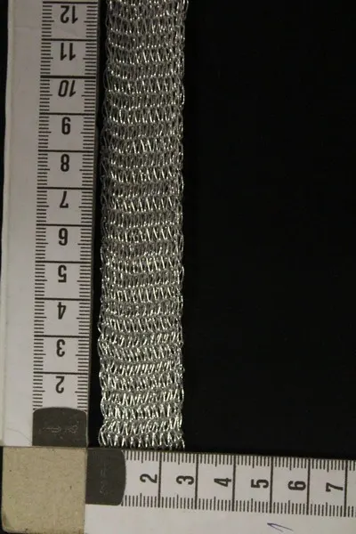Gümüş Simli Dar Dokuma Şerit - Yerli Polyester, 2.5 cm