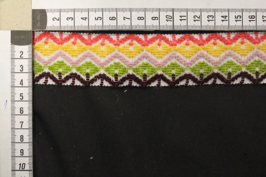 Yeşil-Sarı Etnik Desenli Polyester Şerit