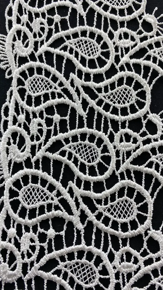 Parlak Ham Polyester Güpür Brode Bant, 12 cm