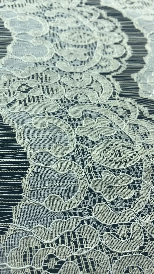 Ham Renk Pamuk Polyester Kordlu Yerli Dantel