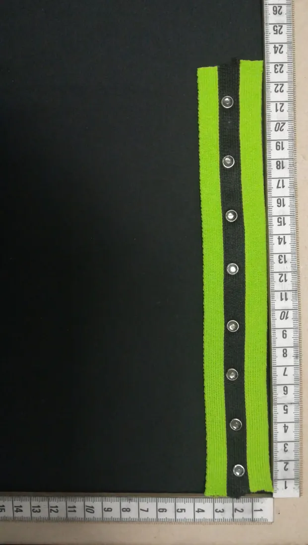 Yeşil-Siyah Neon Taşlı Polyester Şerit Bant