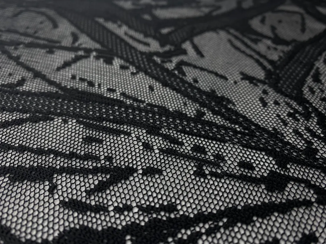Yerli Üretim Siyah Polyester Dantel
