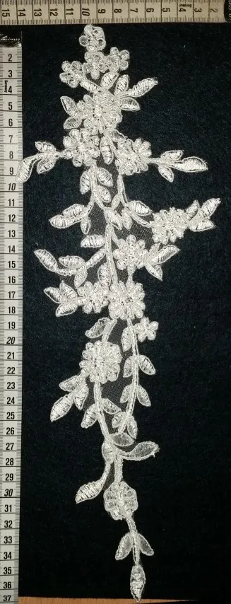 Siyah Taşlı Kordlu Aplik Polyester Brode