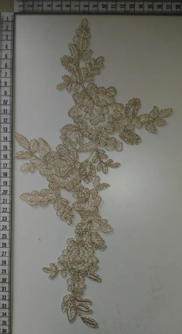 Simli Platin Kordlu Aplik Brode Kumaş - Polyester