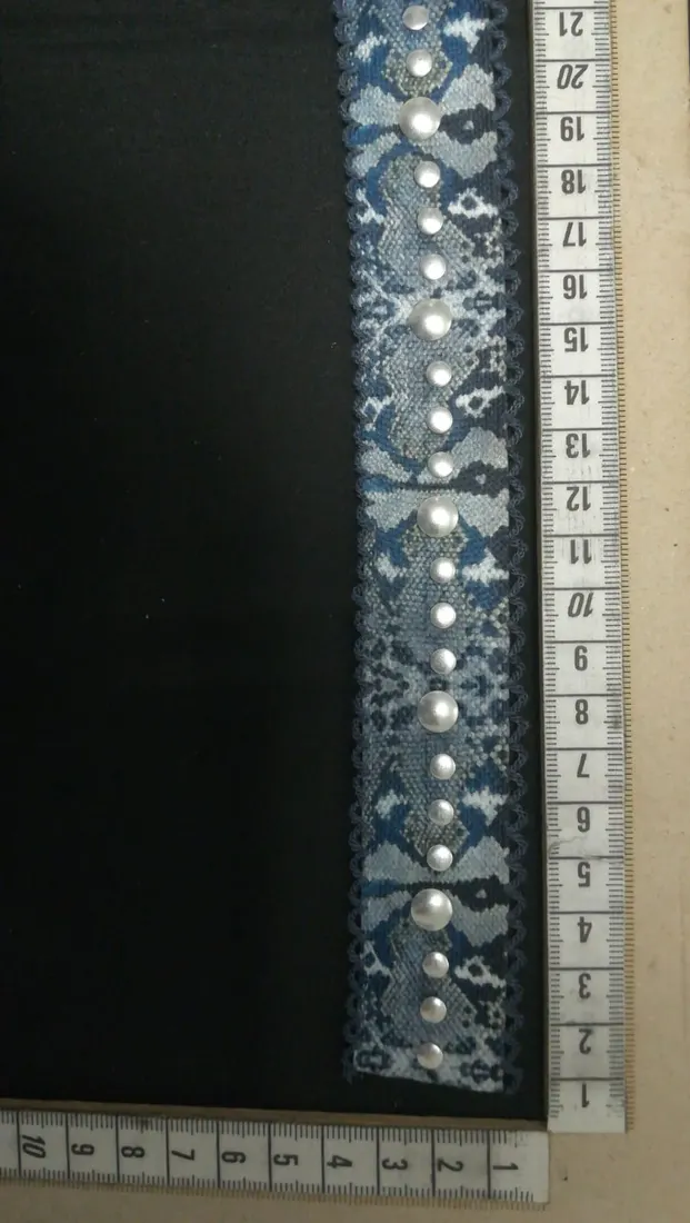 Taşlı Kroşeta Piton Desenli Polyester Raşel Bant, 3 cm