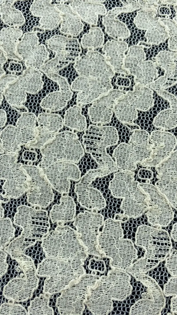 Ham Renk Yerli Pamuk Polyester Lez Dantel Kumaş – 150 cm, Likrasız